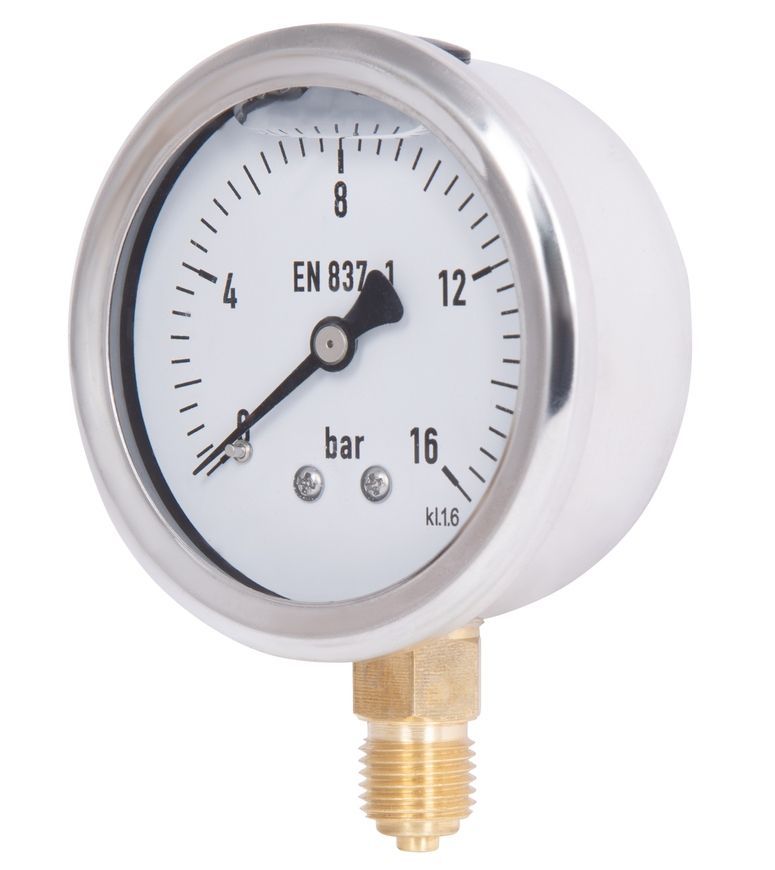 Манометр глицериновый Thermo Alliance Forte 63 мм 1/4"НР с нижним подключением латунь 0-16 бар TAF170G16B