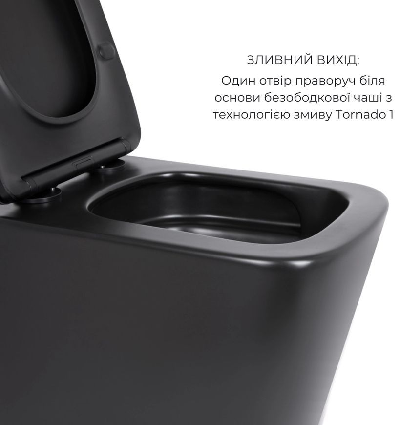 Унітаз підвісний Qtap Tern New Ultra Quiet сидіння Slim Duroplast/Soft-close/Quick relase чорний QT17332303ASMB - QT17332303ASMB