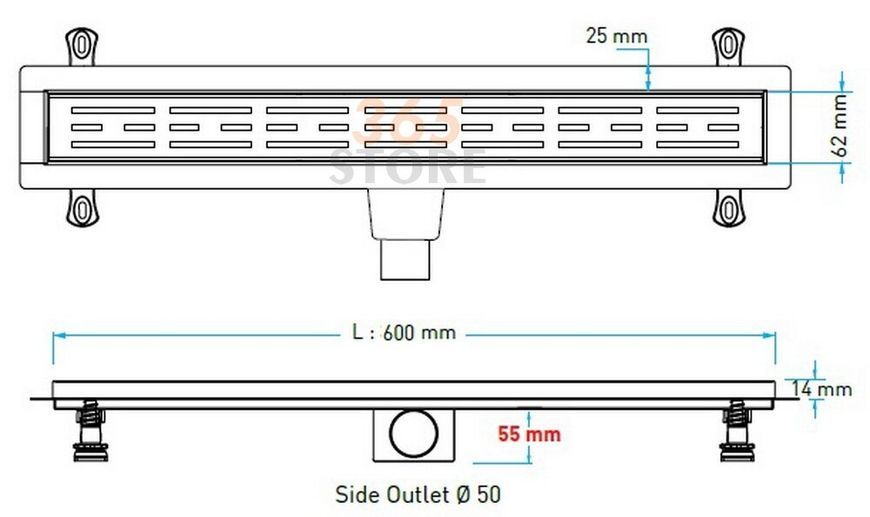 Трап VALTEMO Smartline Base с комбинированным затвором 600 мм - VLD-565320