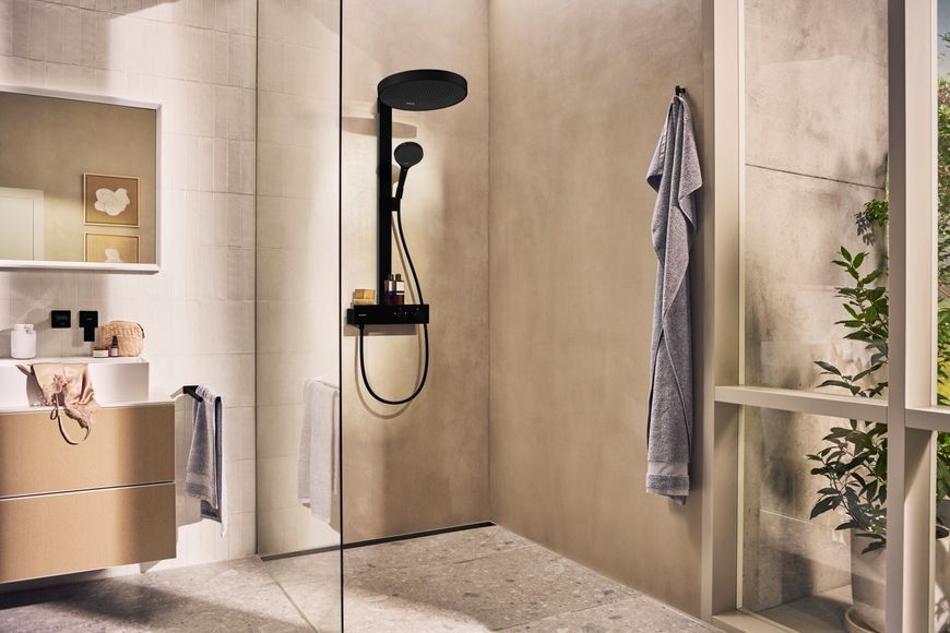 Душова система HANSGROHE Rainfinity Showerpipe 360 1jet з термостатом ShowerTablet 350 Matt Black 26853670 чорна матова - 26853670