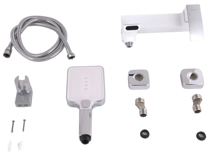 Змішувач для ванни Qtap Swan Cascada з поворотним виливом та душовим гарнітуром QTSWA260CRW45569 Chrome/White - QTSWA260CRW45569