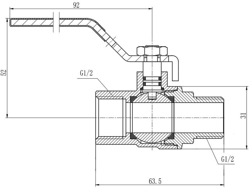 Кран кульовий SD Forte 1/2" ВЗ для газа (важіль) латунь SF605G15