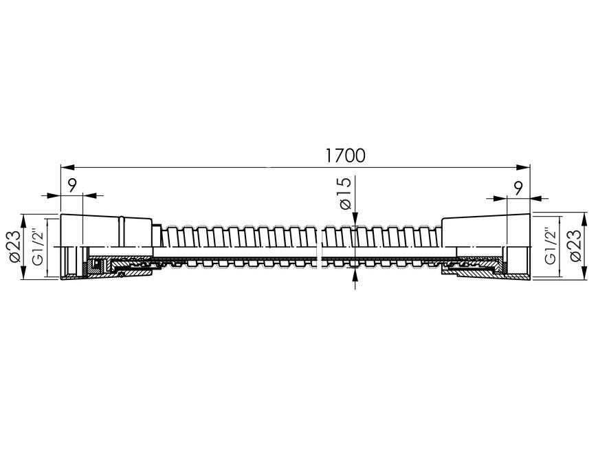 Шланг для душа Imprese SS 1700 мм anti-twist f03600110SF черный матовый - f03600110SF