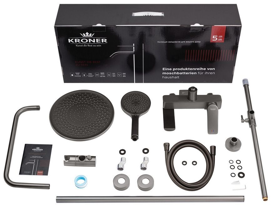Душова система Kroner KRP Graz-GRP063 на 3 споживача графіт CV031333 - Graz-GRP063