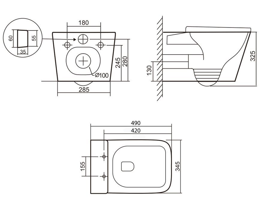 Унітаз підвісний Qtap Tern New Ultra Quiet сидіння Slim Duroplast/Soft-close/Quick relase чорний QT17332303ASMB - QT17332303ASMB