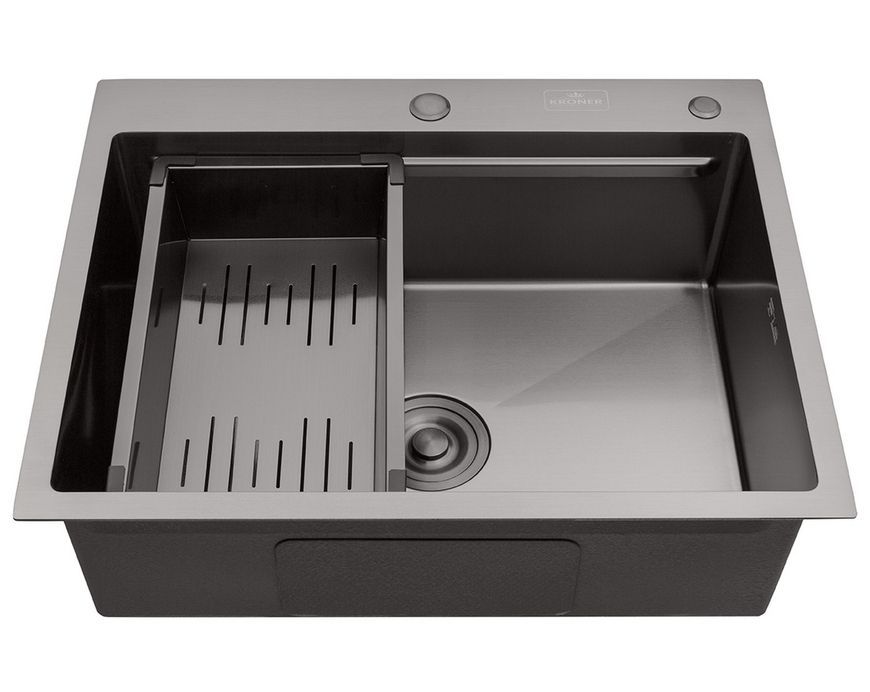 Кухонная мойка Kroner KRP Schwarze 6350HM PVD с смесителем и дозатором CVS30124 KRS6350HMPVDSCH035PVDSPSCH049 - KRS6350HMPVDSCH035PVDSPSCH049