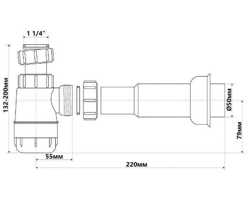 Сифон для умывальника McALPINE 1 1/4&Prime; x 50 мм низкий HC2-50 - HC2-50
