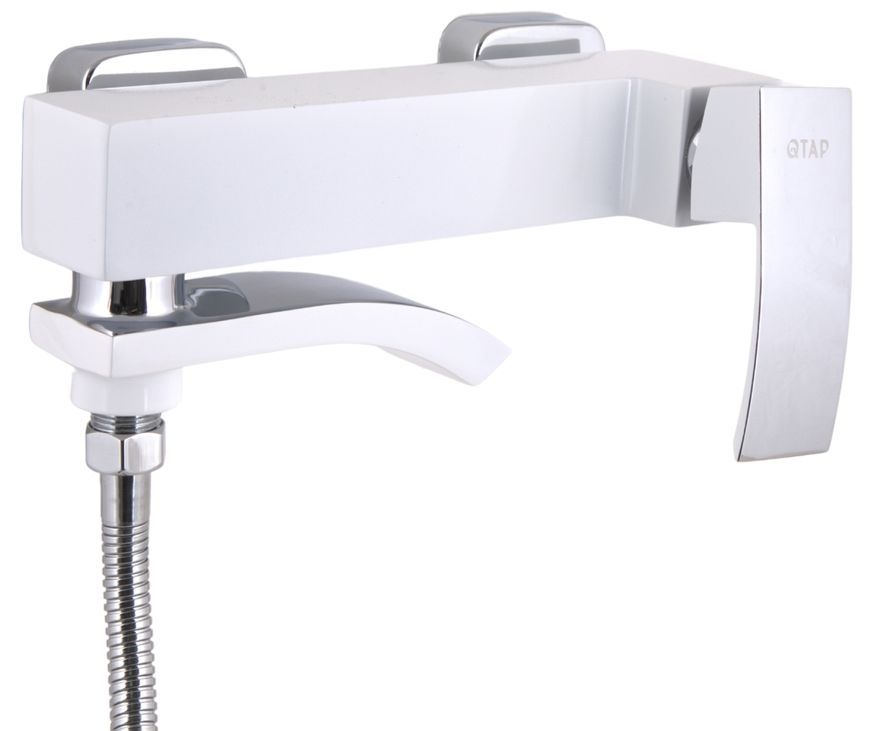 Змішувач для ванни Qtap Swan Cascada з поворотним виливом та душовим гарнітуром QTSWA260CRW45569 Chrome/White - QTSWA260CRW45569