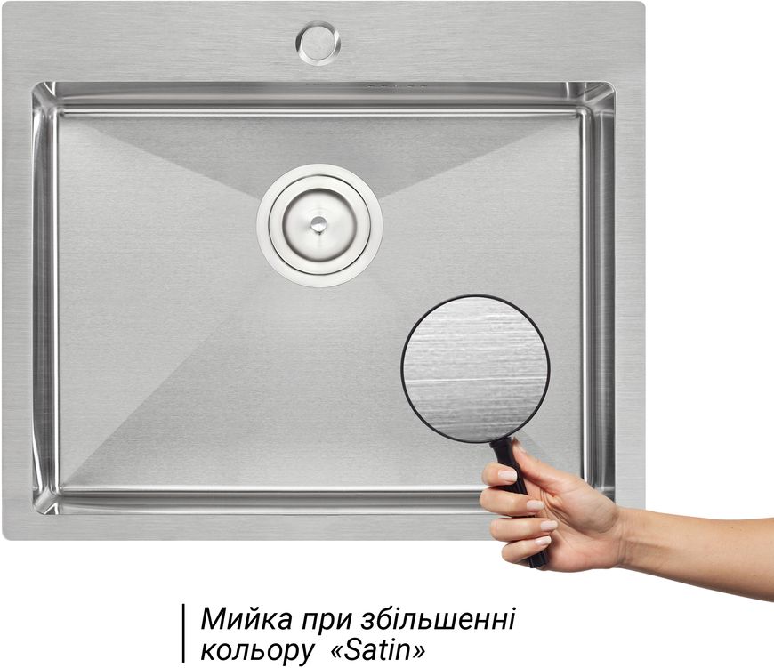 Кухонна мийка інтегрована QTAP D6050 2,7/1,0 мм Satin - QTD605010