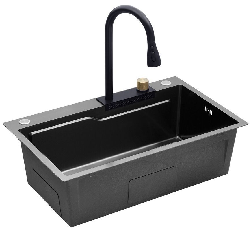 Кухонна мийка Kroner KRP Schwarze SET7546HM PVD 3.0/0.7 мм чорна CV032277 Schwarze-SET7546HMPVD - Schwarze-SET7546HMPVD