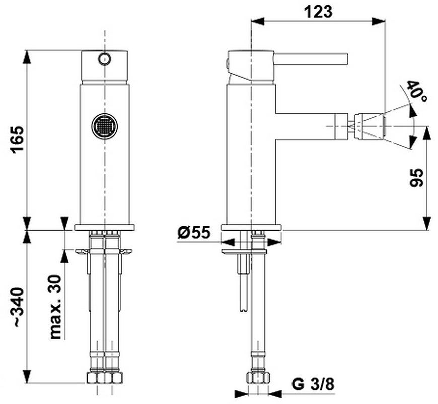 Змішувач для біде KFA ARMATURA MOZA BLACK 5037-015-81 з донним клапаном - 5037-015-81