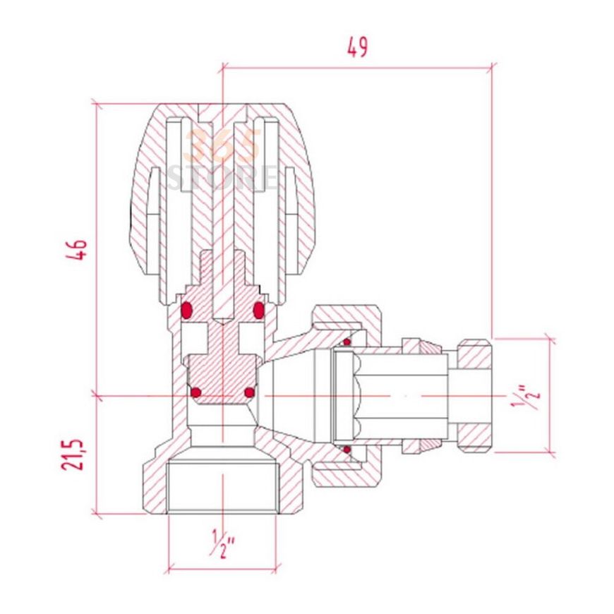 Кран (вентиль) декоративний ручний Icma 1/2" з антипротіканням кутовий №1116 - 821116AD07