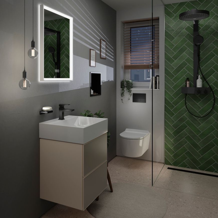 Душова система HANSGROHE Rainfinity Showerpipe 360 1jet з термостатом ShowerTablet 350 Matt Black 26853670 чорна матова - 26853670