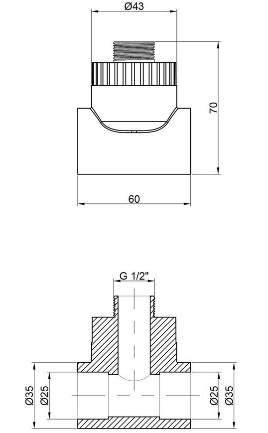 Трійник PPR ALFA PLAST 25х1/2"х25 ЗР APMTTE2512X - APMTTE2512X