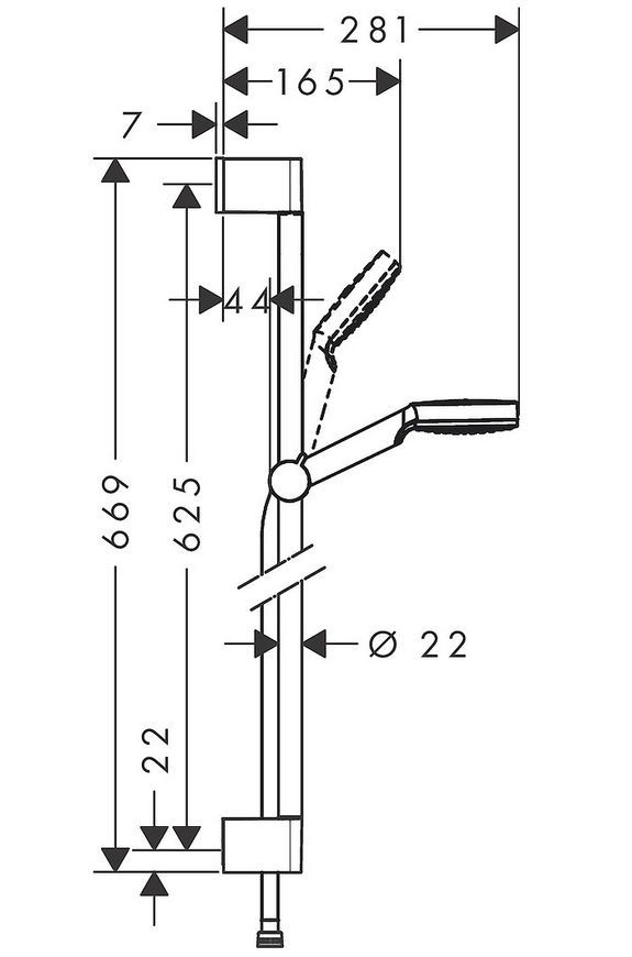 Душевой набор HANSGROHE CROMETTA 65 см 1jet 100 хром/белый 26533400 - 26533400