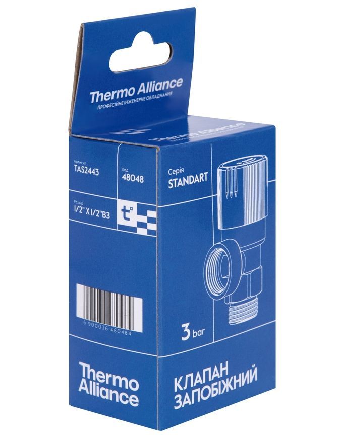 Предохранительный клапан Thermo Alliance Standart 3 bar 1/2" ВН латунь TAS2443 - TAS2443