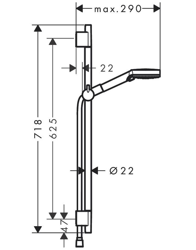 Душовий набір HANSGROHE Vernis Blend Vario 100 S Puro 65 cm 26422670 чорний матовий - 26422670