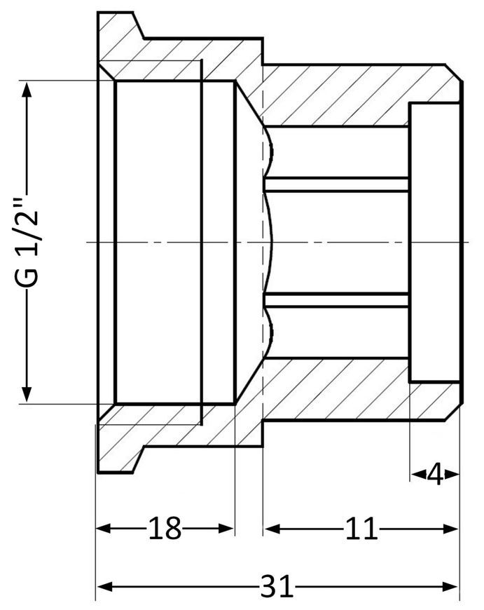 Удлинитель латунный Thermo Alliance Standart 1/2" ВРх1/2" НР, 20 мм SD4221520