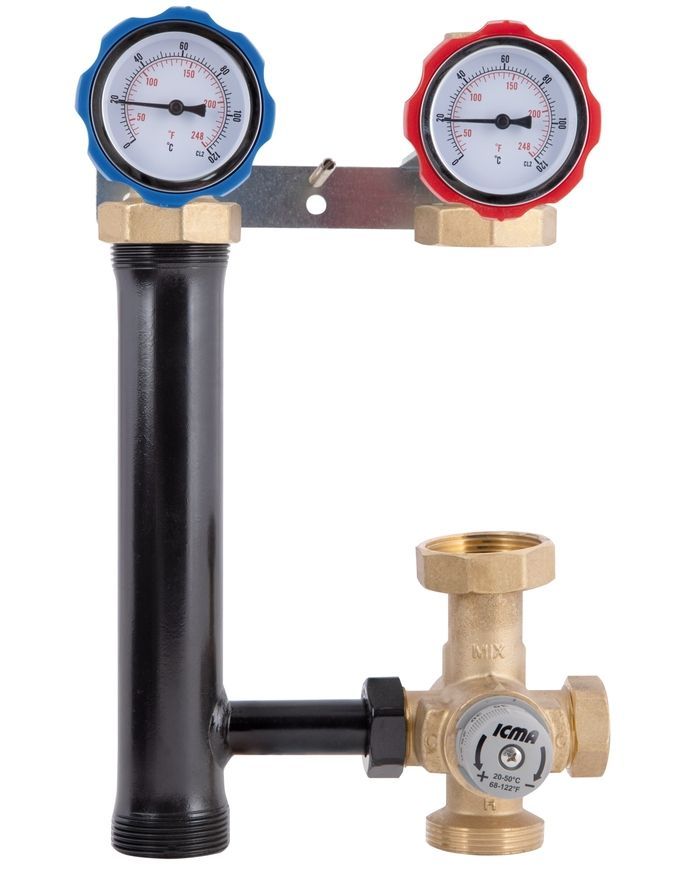 Насосная группа с термостатическим смесителем Icma 1 1/2"x3/4" правое подключение (без насоса) №R004 93R004AED5505