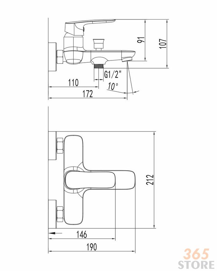 Змішувач для ванни IMPRESE LOKET 10230 хром, 35 мм - 10230