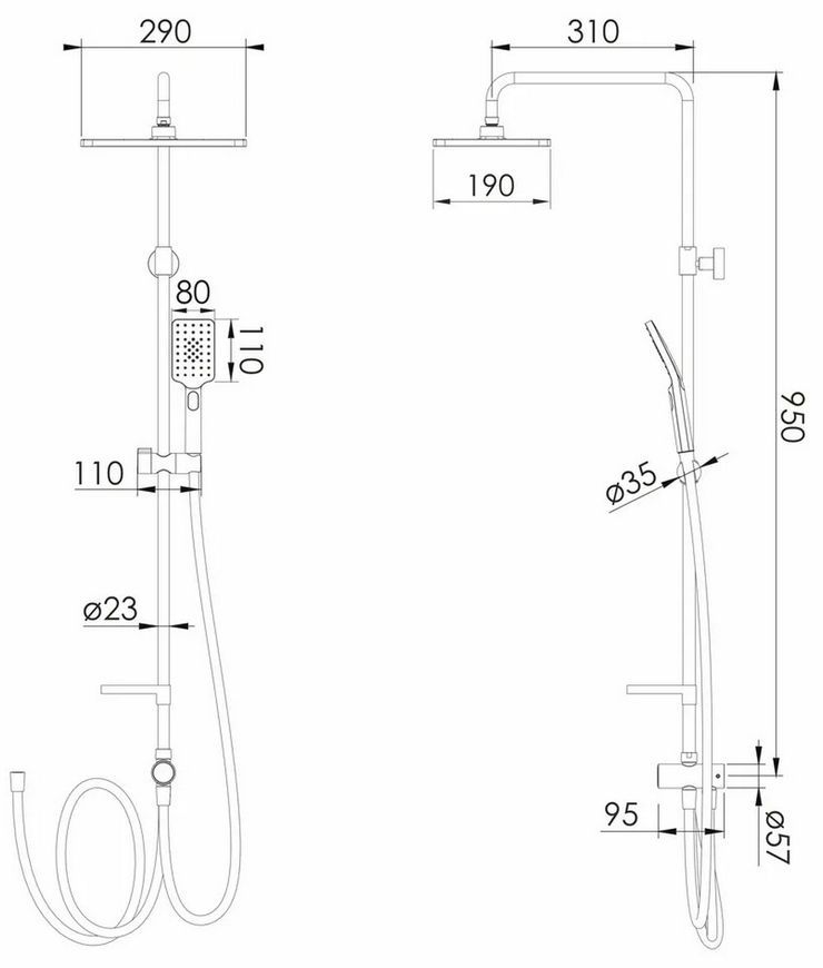 Душевая система IMPRESE MODUS без смесителя f03008210SW черная матовая - f03008210SW