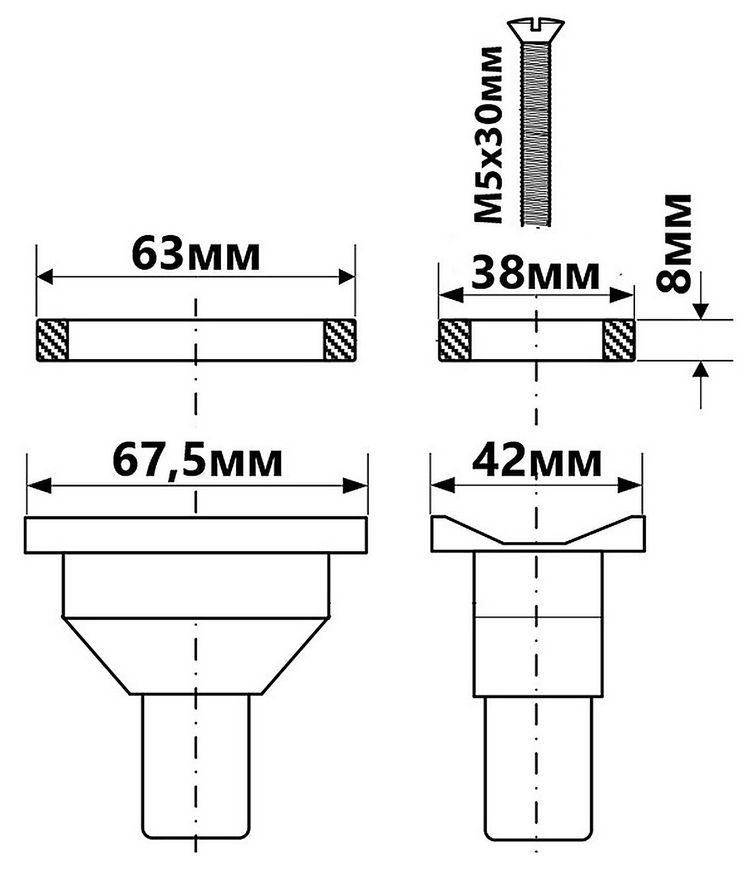 Перелив горизонтальный прямоугольный для кухонной мойки McALPINE 67,5х42 мм O/F-DR