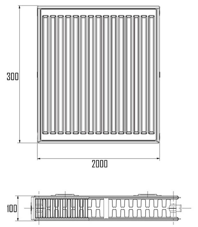 Радиатор стальной IMAS 22 (300x2000) мм боковое подключение I223002000K - I223002000K