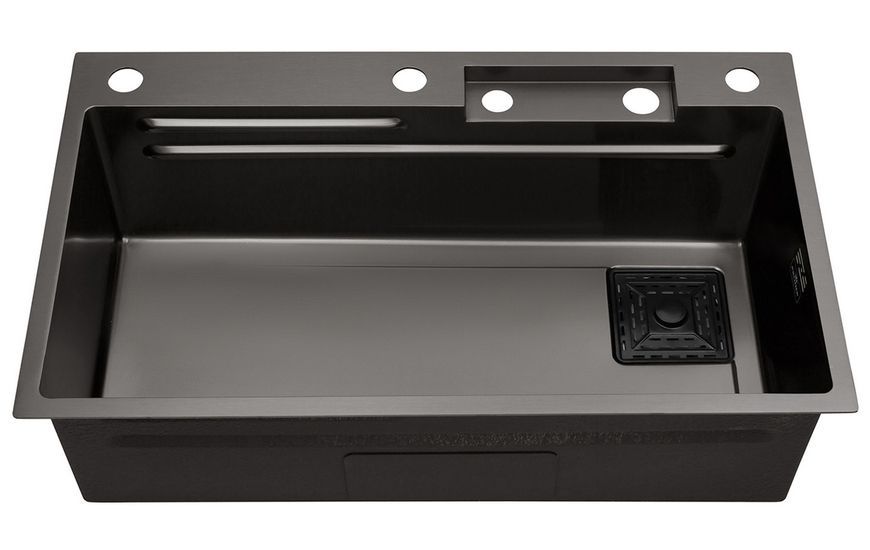 Кухонна мийка Kroner KRP Schwarze SET7545HM PVD 3.0/0.8 мм чорна CV033382 SchwarzeSET7545HM - SchwarzeSET7545HM