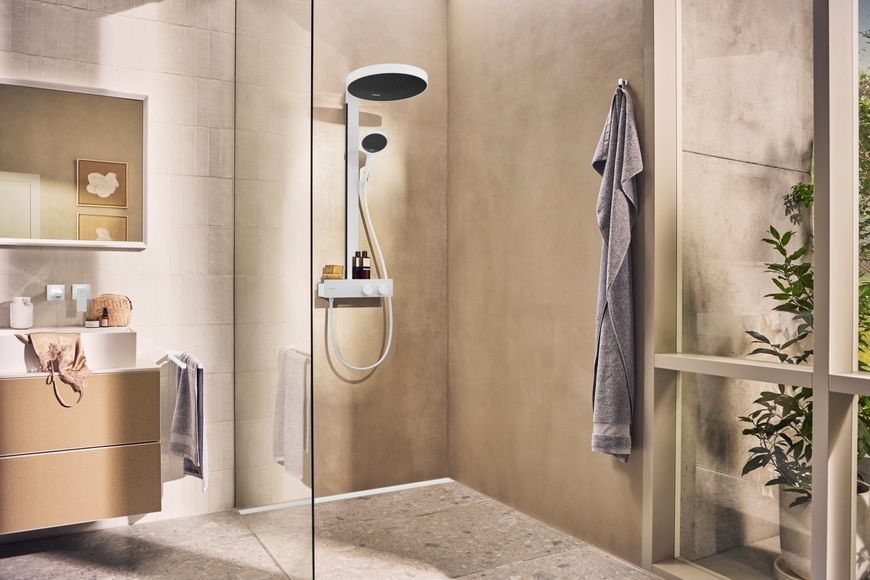 Душевая система HANSGROHE Rainfinity Showerpipe 360 1jet с термостатом ShowerTablet 350 Matt White 26853700 белая матовая - 26853700