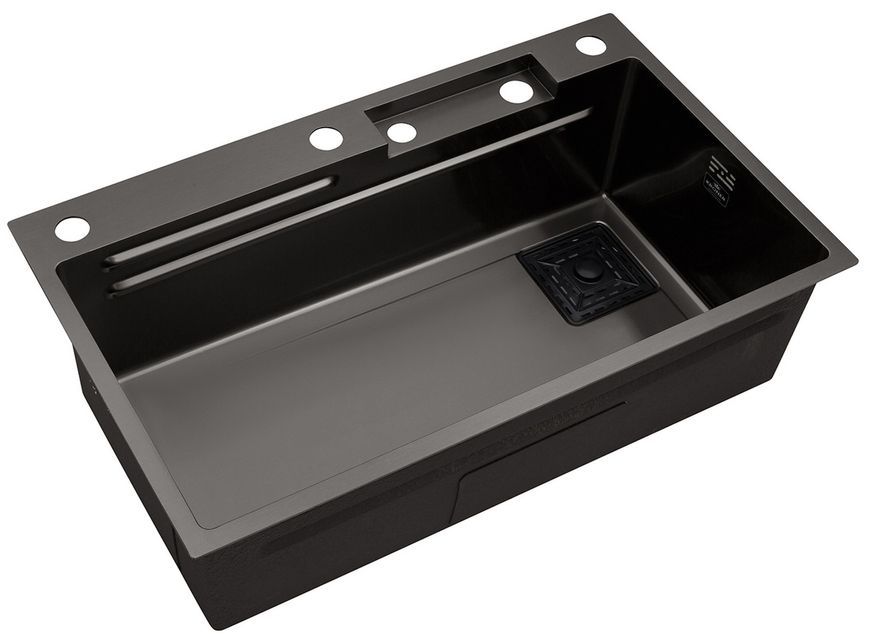 Кухонна мийка Kroner KRP Schwarze SET7545HM PVD 3.0/0.8 мм чорна CV033382 SchwarzeSET7545HM - SchwarzeSET7545HM