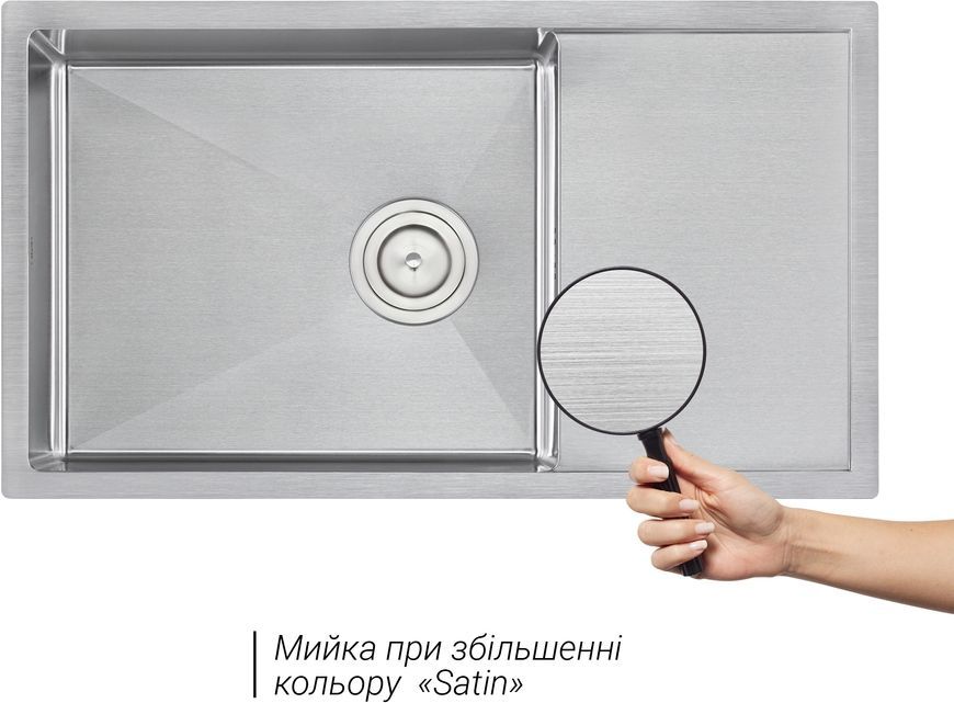 Кухонная мойка интегрированная QTAP D7844 3,0/1,2 мм Satin - QTD784412