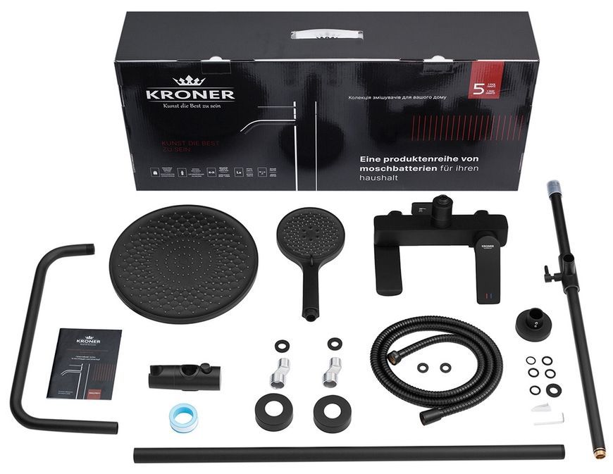 Душевая система Kroner KRP Graz-SCH063 на 3 потребителя черная CV031332 - Graz-SCH063