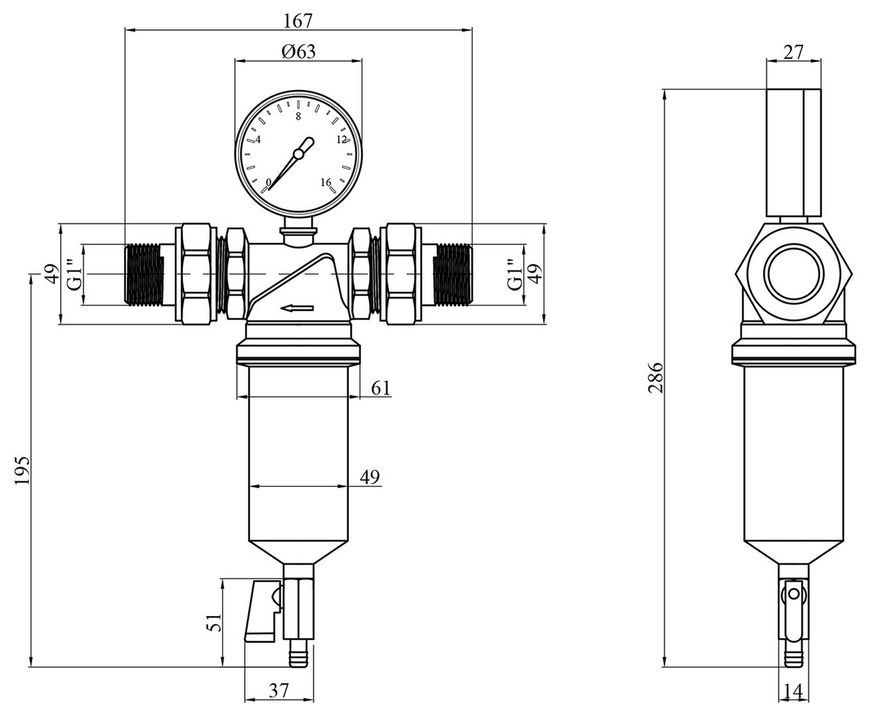 Фильтр самоочищающийся Karro Super 1" НН никелированный, латунь KR88043/3 CV013204 - KR88043/3