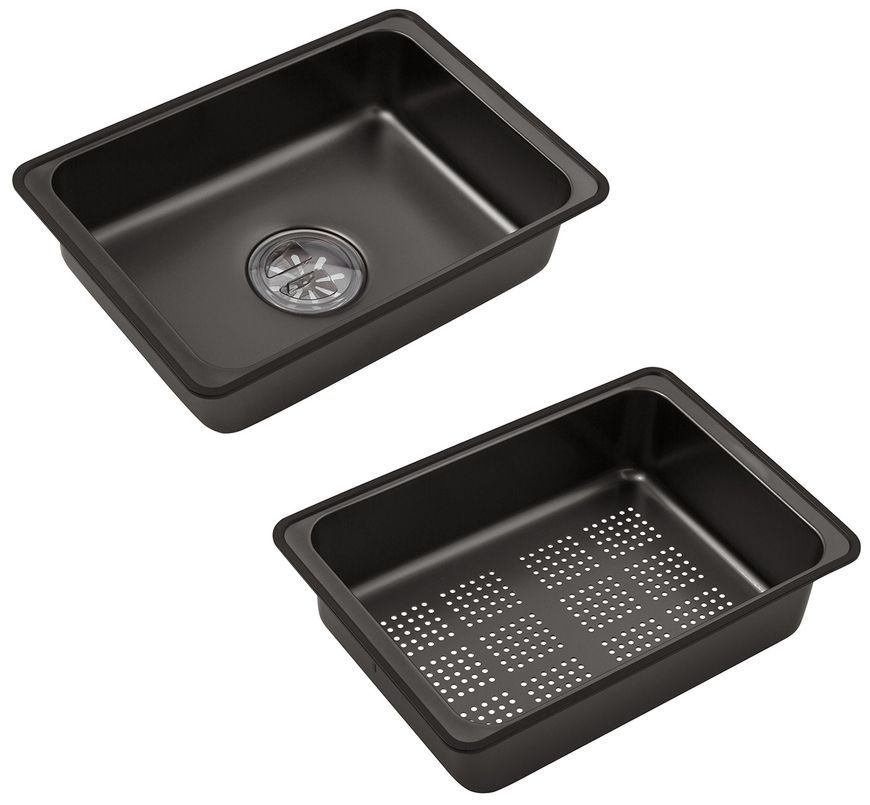 Кухонна мийка Kroner KRP Schwarze SET7545HM PVD 3.0/0.8 мм чорна CV033382 SchwarzeSET7545HM - SchwarzeSET7545HM