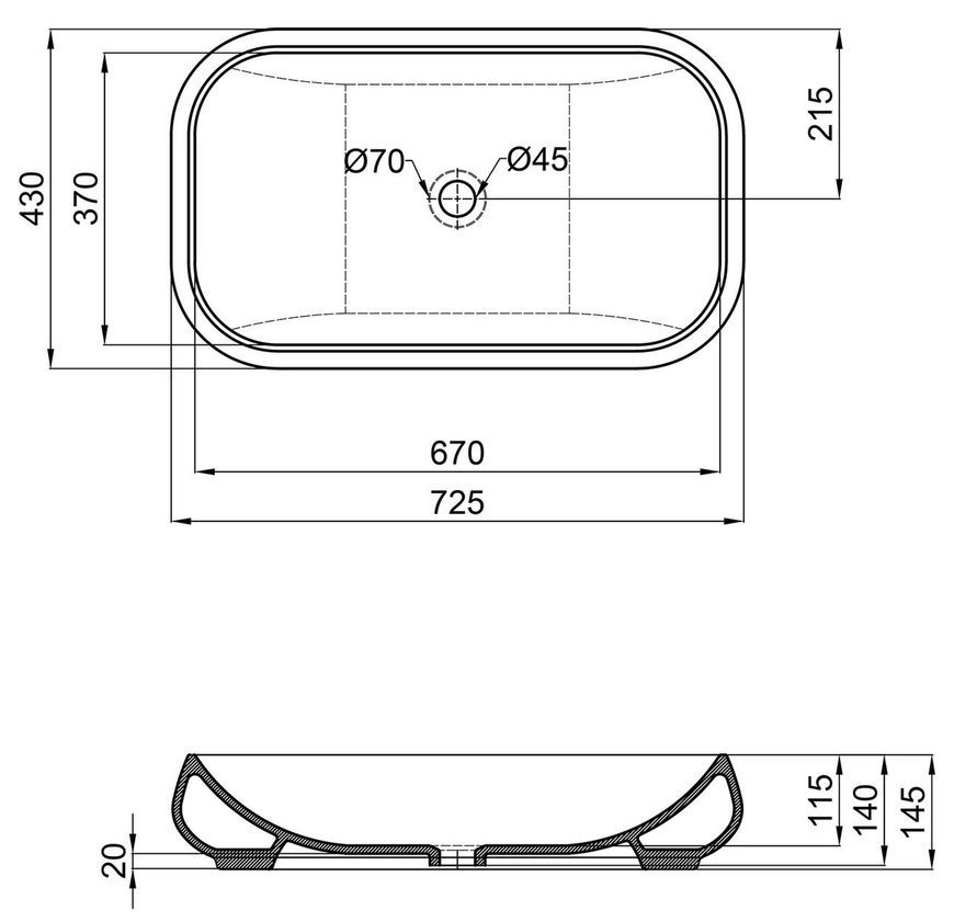 Раковина-чаша накладная Qtap Jay 725х430х145 White QT07112166WN - QT07112166WN