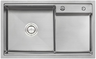 Кухонная мойка интегрированная QTAP D7848-L 3,0/1,2 мм Satin - QTD7848L3012