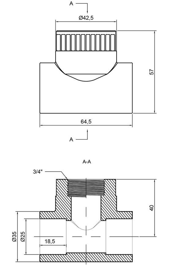 Трійник PPR ALFA PLAST 25х3/4"х25 ВР APFTTE2534X - APFTTE2534X