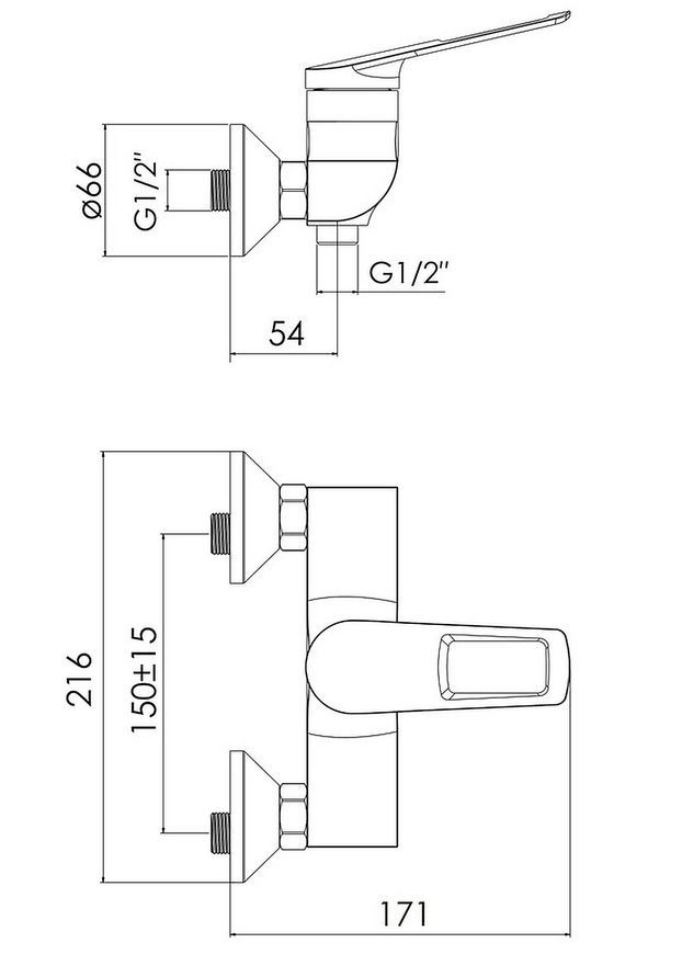 Змішувач для душу IMPRESE ELIO f03307701AA хром 35 мм - f03307701AA