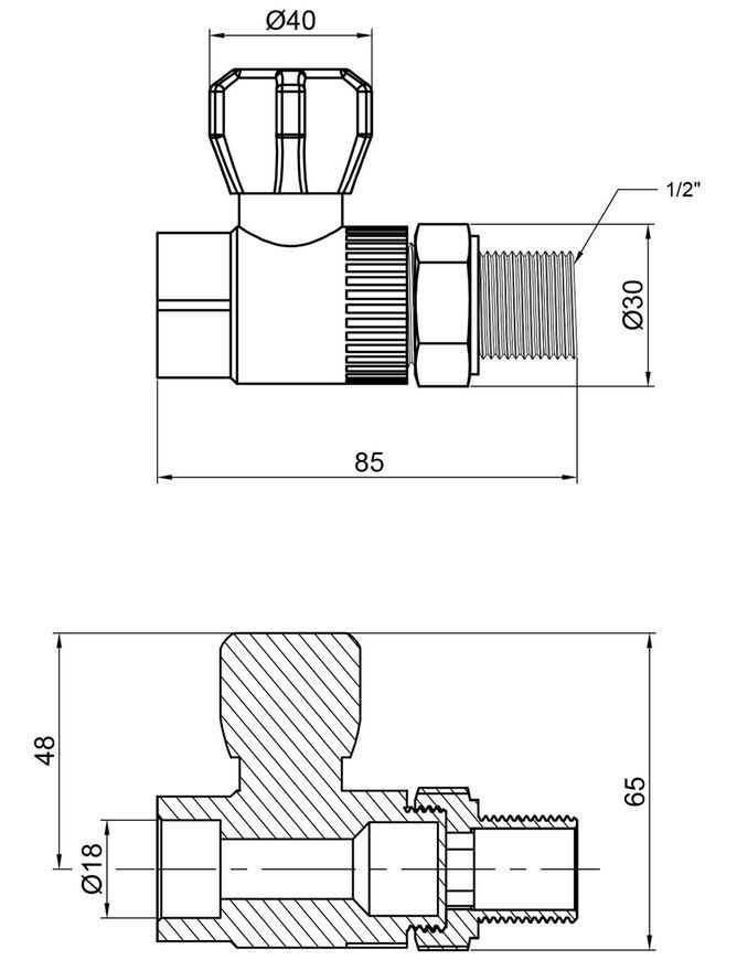 Кран шаровой радиаторный PPR ALFA PLAST 20х1/2" прямой APSRBB2012X - APSRBB2012X