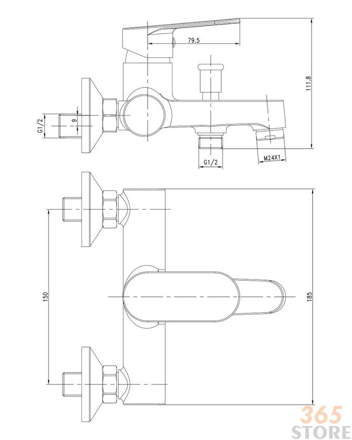Змішувач для ванни IMPRESE LESNA 10070 хром, 35 мм - 10070
