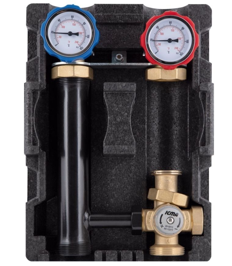 Насосная группа с термостатическим смесителем Icma 1 1/2"x1" правое подключение (без насоса) №R004 93R004AFD5505SC
