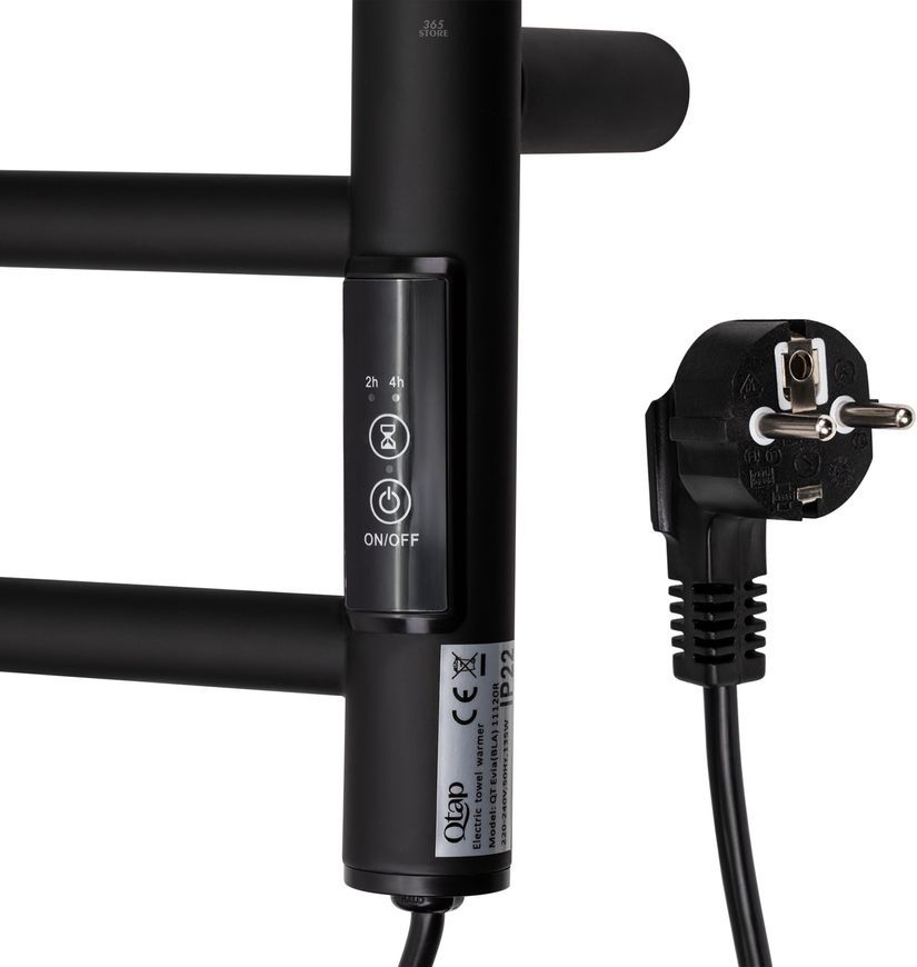 Полотенцесушитель электрический Q-TAP Evia 11120R BLA черный с таймером - QTEVIBLA11120R