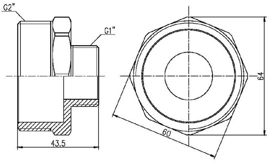 Ниппель латунный SD Forte 2"х1" редукционный никелированный SF3595025