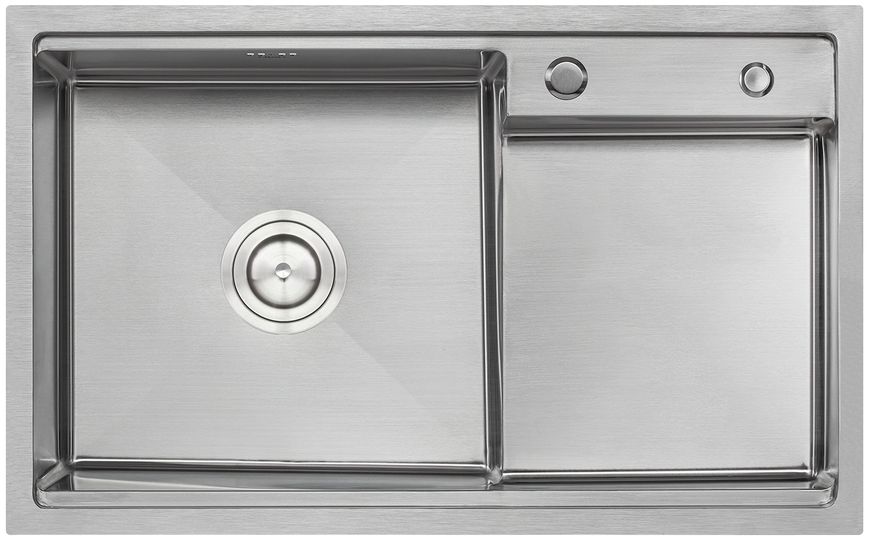 Кухонная мойка интегрированная QTAP D7848-L 3,0/1,2 мм Satin - QTD7848L3012