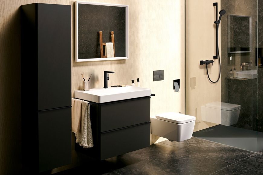 Змішувач для раковини HANSGROHE Tecturis E 210 Fine поворотний вилив CoolStart EcoSmart+ Matt Black 73060670 чорний з д/к - 73060670