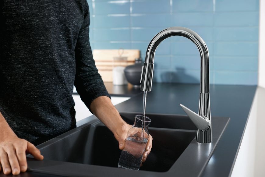Кухонная мойка HANSGROHE с дополнительной чашей S510-F635 770х510 180/450 Stonegrey серый камень 43315290 - 43315290