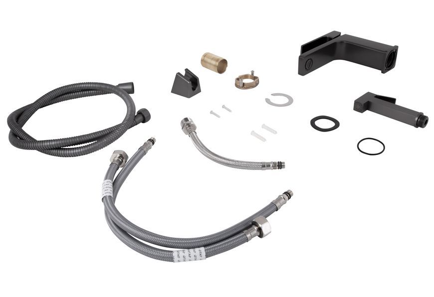 Змішувач для раковини Qtap Gemini з гігієнічним душем Gunmetal Black PVD QTGEM272GMB45692 - QTGEM272GMB45692