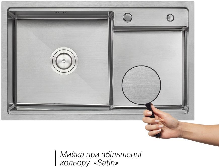 Кухонна мийка інтегрована QTAP D7848-L 3,0/1,2 мм Satin - QTD7848L3012