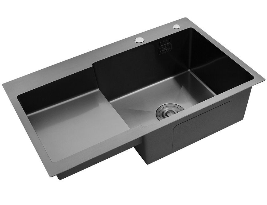 Кухонна мийка Kroner KRP Schwarze 7848RHM PVD зі змішувачем та дозатором CVS30120 KRS7848RHMPVDSCH035PVDSPSCH049 - KRS7848RHMPVDSCH035PVDSPSCH049