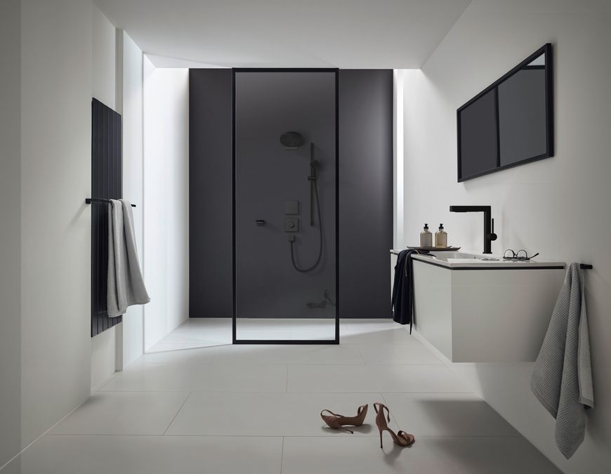 Душовий набір HANSGROHE Pulsify Select S 105 3jet Relaxation EcoSmart 90 см Matt Black 24171670 чорний матовий - 24171670